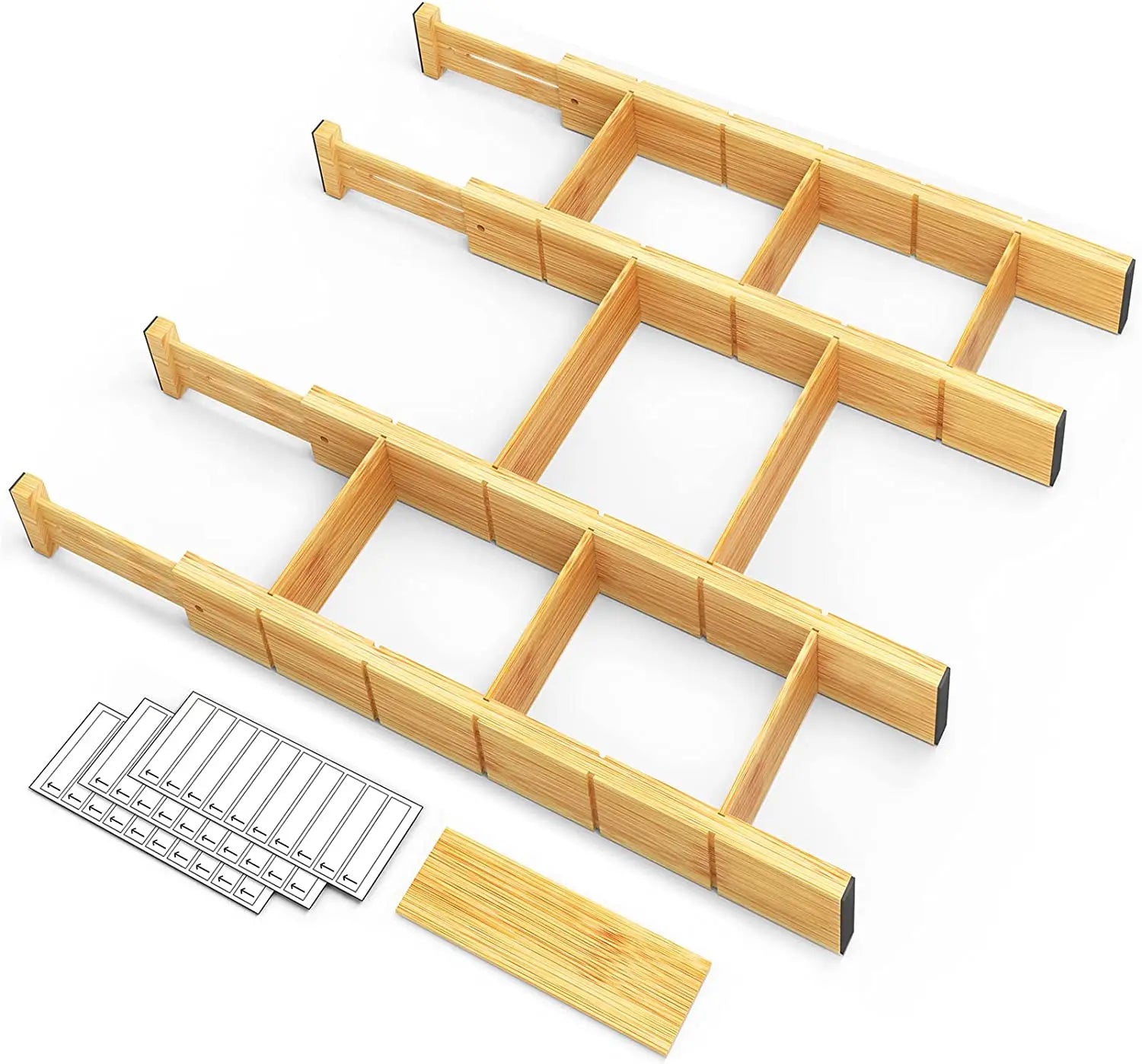 Bamboo Drawer Dividers Adjustable From 17.5" to 22" Kitchen Drawer Organizers - Expandable Drawer Separators Organization