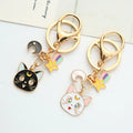 Wholesale Metal Enamel Moon Cat Cartoon Anime Keychain for Women Girls