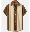 Hot Sale Summer Holiday Tropical Shirts Mens Hawaiian Shirts Casual Floral Print Short Sleeve Color Block Button Down Shirt