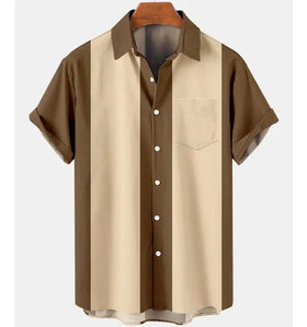Hot Sale Summer Holiday Tropical Shirts Mens Hawaiian Shirts Casual Floral Print Short Sleeve Color Block Button Down Shirt