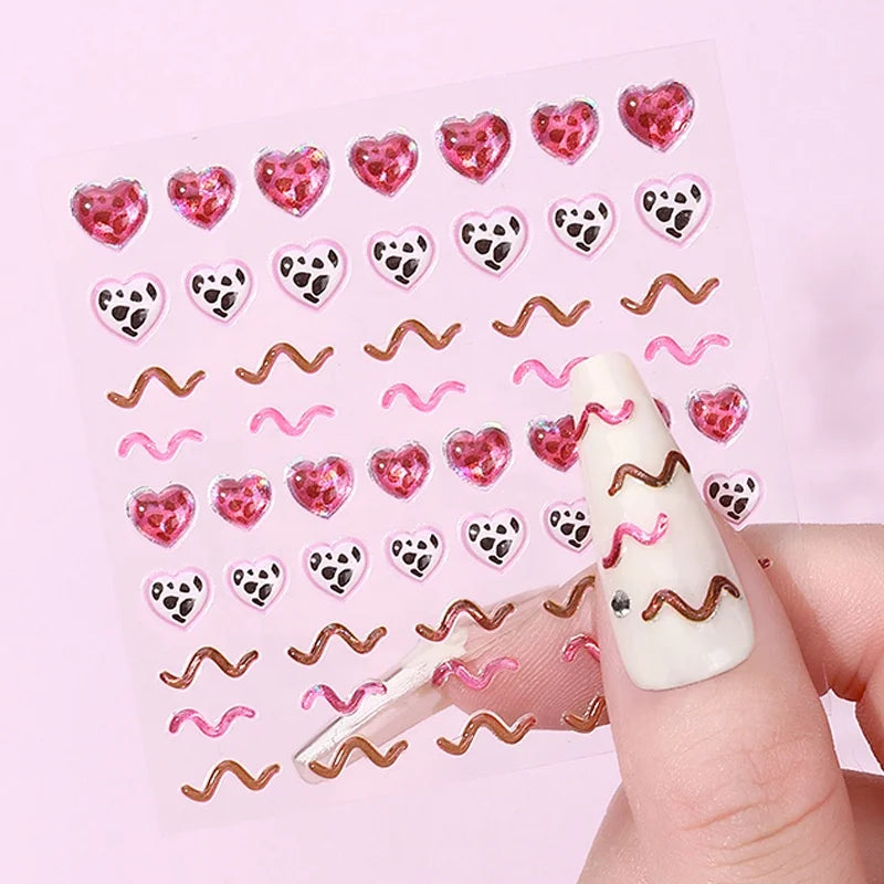 Factory Wholesale 3D Nail Art 5D Emboss Stickers Self-Adhesive Colorful Plastic Spots Letters Jelly Sticker Design for Nail Art