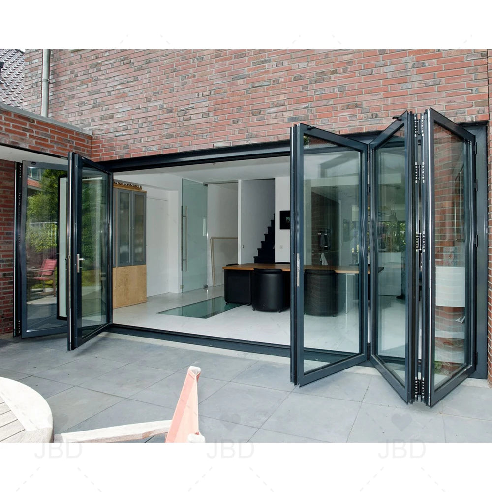 Modern Aluminum Folding Glass Door - Multi-Panel Accordion Design for Panoramic Interior Partitions