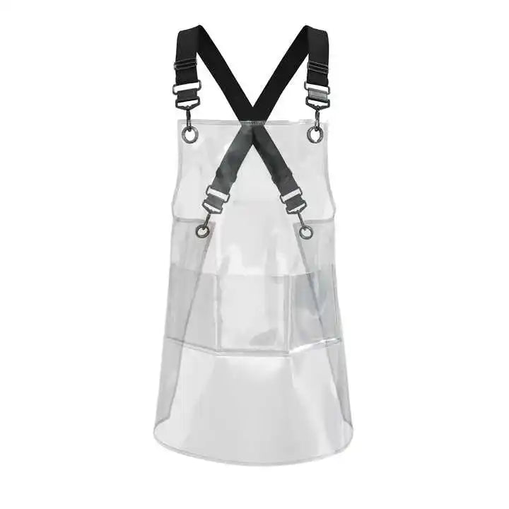 Wholesale New Fashion Clear Transparent Waterproof Work Apron for Hair Stylist Hair Salon Women's Woven TPU Washable TPU Women's