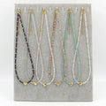 Delicate Colorful Crystal Beaded Necklace Simple Gold-Plated Heart Collarbone Chain for Women