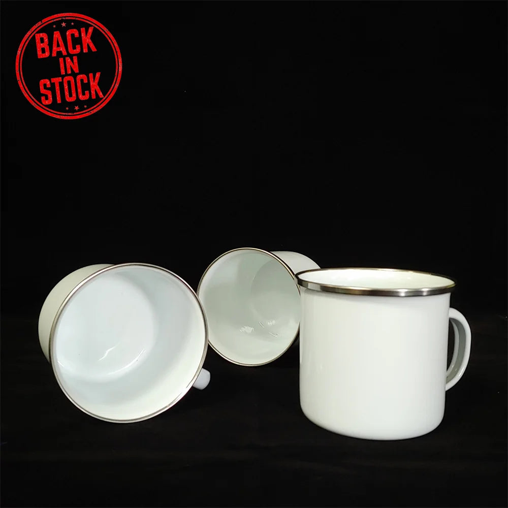 Ready to Ship 12oz Sublimation Blanks Personalized Travel DIY Custom Enamelware White Heat Transfer Enamel Cup Mug