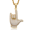 Iced Out Pendants Middle Finger 925 Silver Pendant Hip Hop Jewelry Custom Finger Moissanite Pendant Necklace
