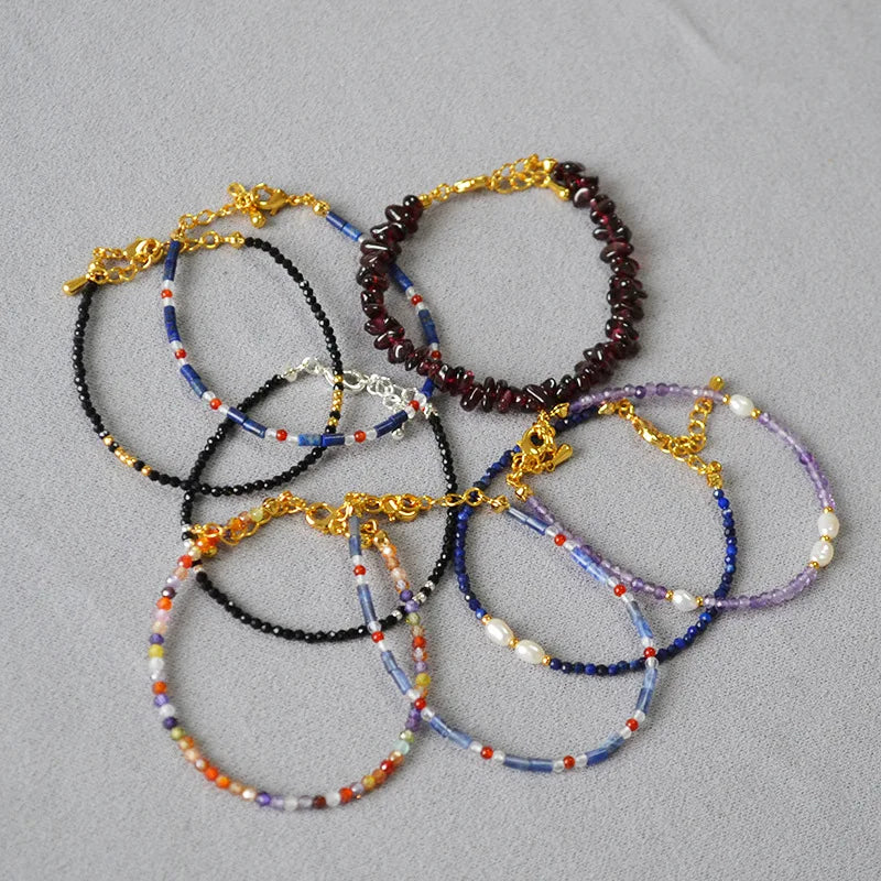 Fashion Natural Stone Fresh Water Pearl Zircon Crystal Bracelet Simple Stack With Fine Beaded Bracelet for Women