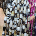AB0708 Natural Brown Banded Striped Agate Drum Beadsbrown Stipe Agate Barrel Beads