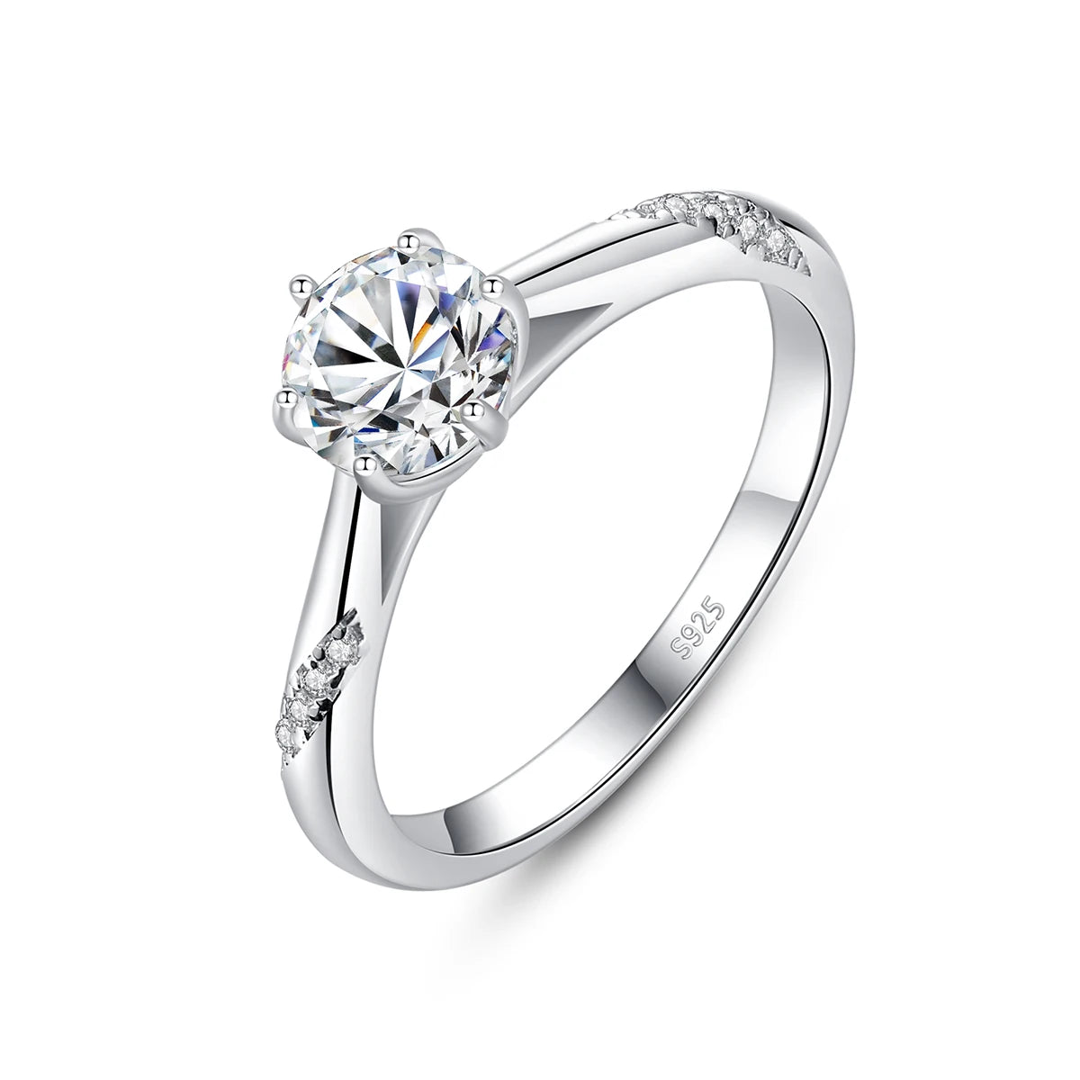 CZCITY Silver Fashion Moissanite Diamond 1Carat Wedding Band S925 Sterling Silver Jewelry Women Party Ring