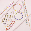16 Color 2023 New Arrivals Women Colored Dripping Oil Flower Bracelet PVD 18k Gold Plated Stainless Steel Enamel Flower Bracelet
