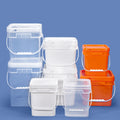 20L Clear Square Plastic Bucket with Lid Food Grade Recyclable Chantilly Cream Buckets for Packaging