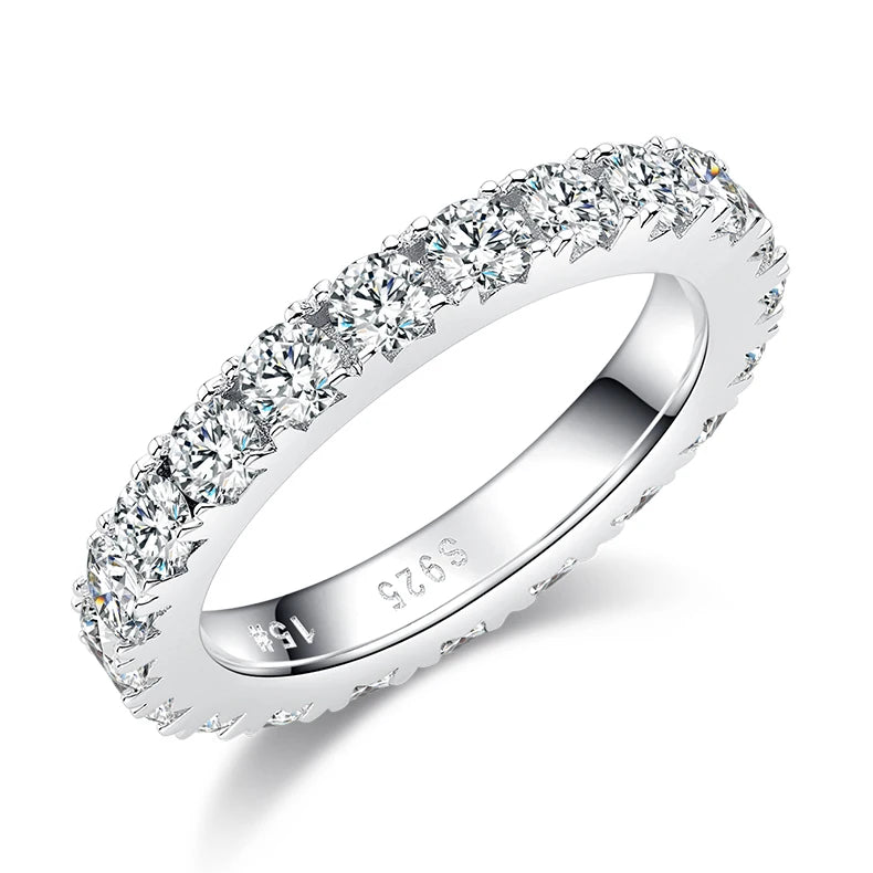 Custom Engagement Diamond Wedding Eternity Bands Women 925 Sterling Silver Moissanite Rings