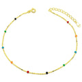 Happy Color Beads Enamel 925 Sterling Silver Gold Plated Bohemian Anklet Colorful rainbow Anklet for Women Fine Jewelry Anklets
