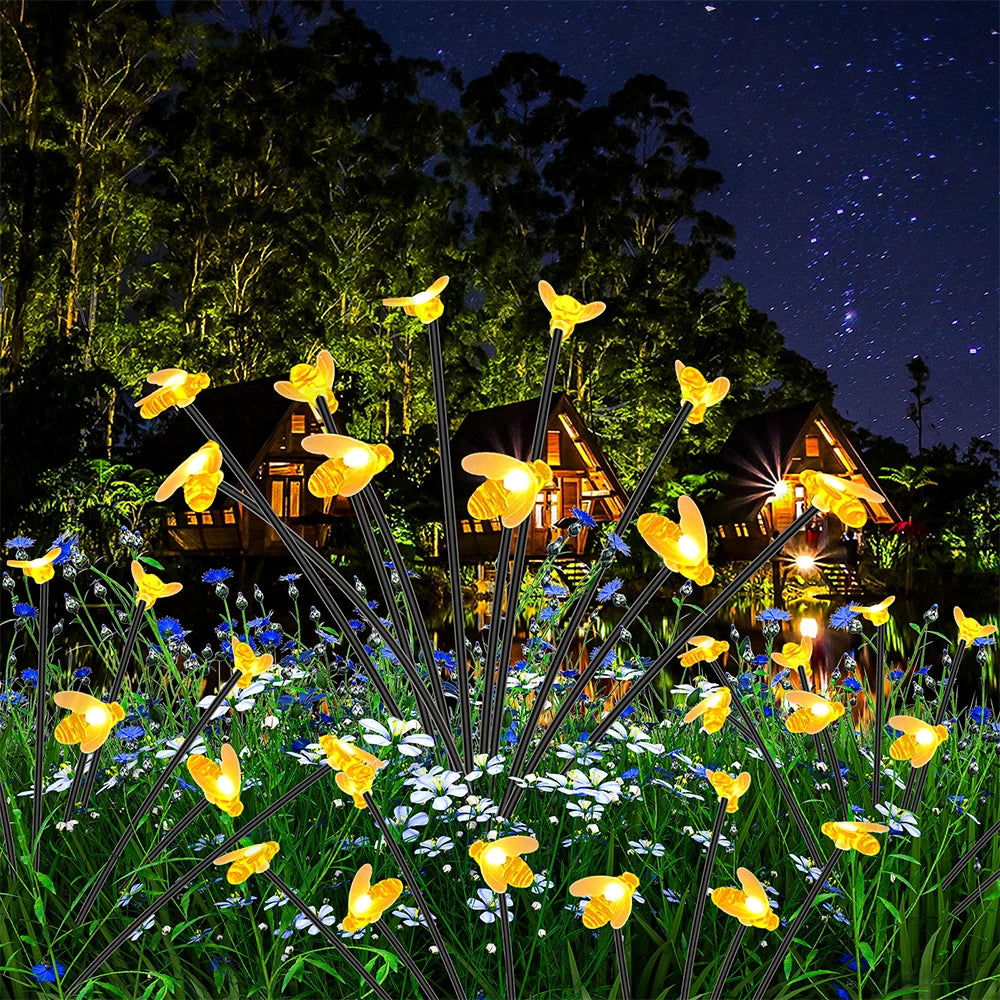 Solar Bee Garden Firefly Light 10 Led Outdoor Solar Garden Decoration Lamp Lights Waterproof Firefly Swaying Lights
