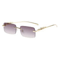 STORY STY8665C Retro Cheetah Rimless Sunglasses Men Luxury Brand Sunglasses Vintage Fashion Rectangle Sun Glasses Male Shades