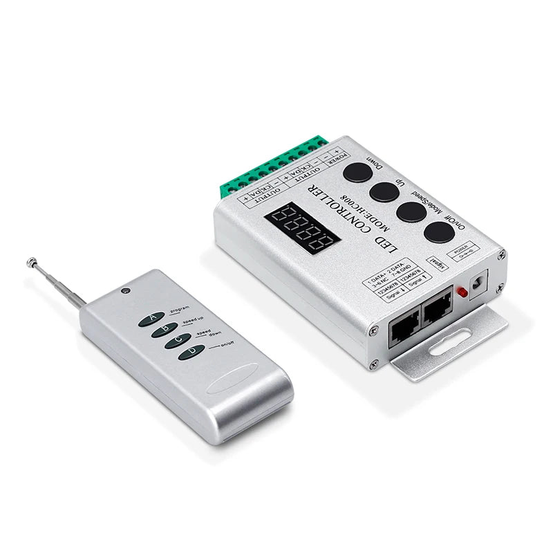 Best Price LED Pixel Controller HC008 DC 5V 12V 24V Programmable RF Control RGB Controller 2048 Pixel 133 Effect Modes