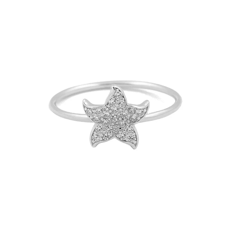 Star Shape Cubic Zirconia 925 Sterling Silver Ring Silver Rings Silver Jewelry Fashion Jewelry Rings