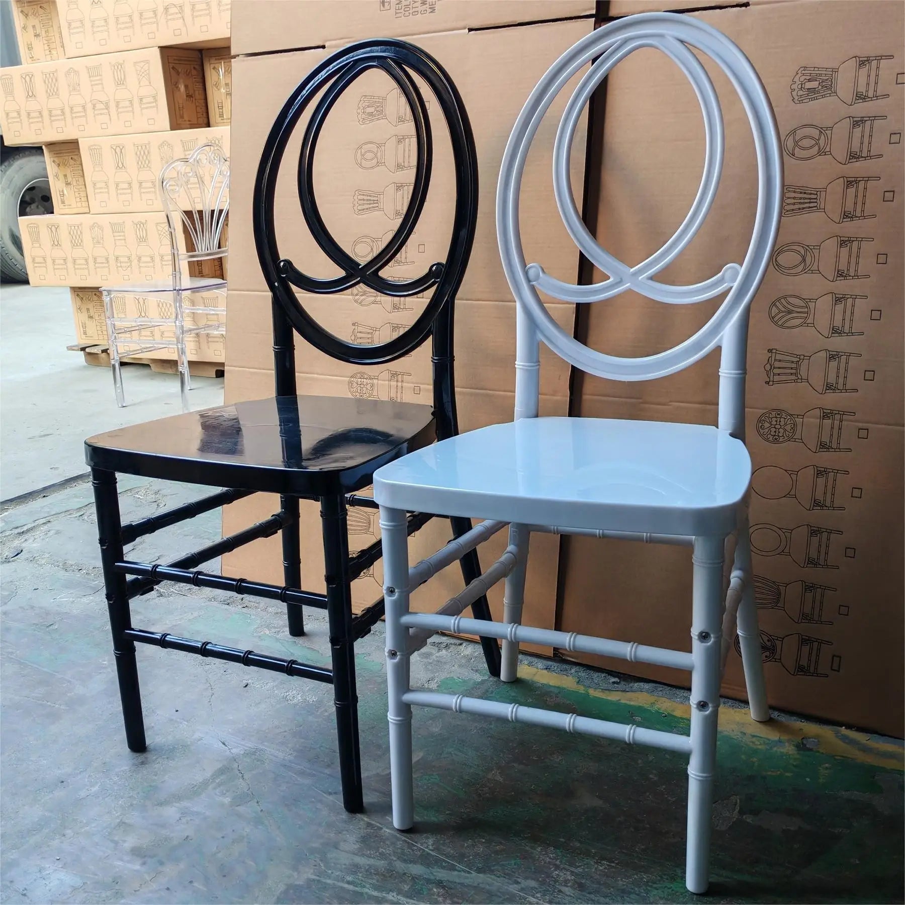 Hot Sales Cheap Durable Black Acrylic Resin Phoenix Chair for Wedding Events