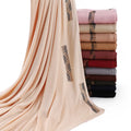 Solid Color Cotton Hijabs Muslim Women Jersey Scarf Luxury Rhinestone Pashmina Shawls Scarves for Ladies Custom Bandana Scarfs