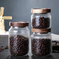 Glass Jars Food Storage Containers with Airtight Acacia Lids Glass Canisters Clear Containers Suit for Storing Tea Coffee