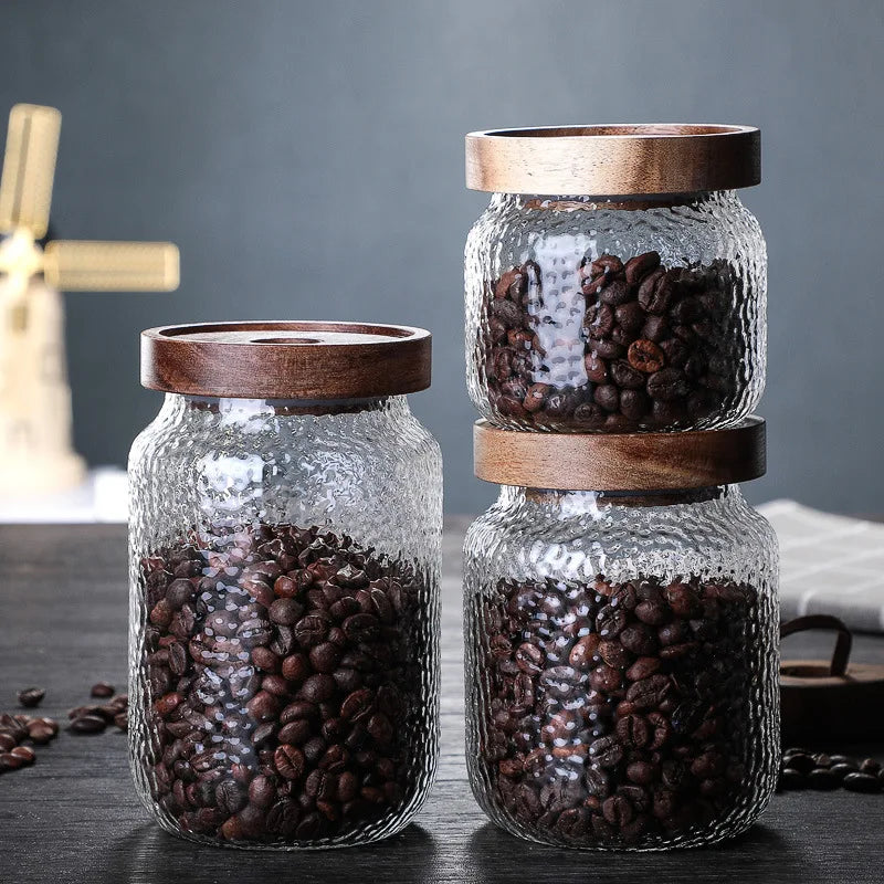 Glass Jars Food Storage Containers with Airtight Acacia Lids Glass Canisters Clear Containers Suit for Storing Tea Coffee