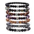 Fashion Hot Sale 6MM Stone Beads Elastic Bracelet Stainless Steel Accessory Simple Love's Unisex Bracelet Suitable As Gift