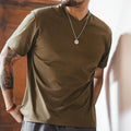 Maden Wholesale Men's T-shirt Vintage Workwear Classic Casual Quick-Dry Cooling V-Neck Solid Short-Sleeved T-shirt Summer Top