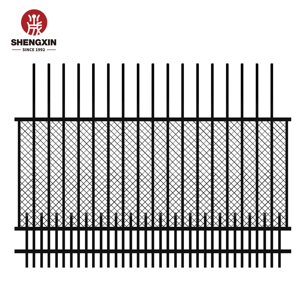 Black Coated Steel Decorative Garden Fence Panel 8Ft Length 6Ft Height Black Galvanized Steel Fence