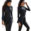 Solid Color Full Surround Conservative Beach Swimsuit Muslim Swimwear Women Plussize Swimwear 2021 Ruffles Swimwear in Turkey