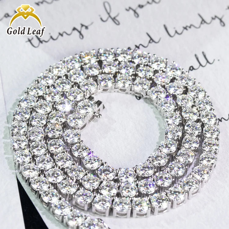 Goldleaf Trendy Hiphop Tennis Chain Bracelet 925 Silver Gold Plated 3/4/5mm 5A+ Zircon Cubic CZ White Gold Tennis Link Diamond