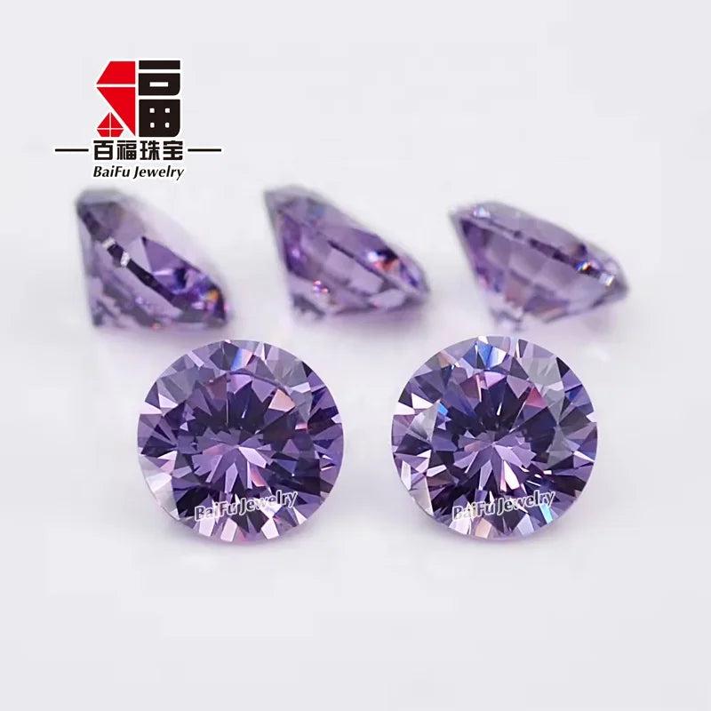Baifu Jewelry Hot Sale Round Light Amethyst Cubic Zirconia for Ring