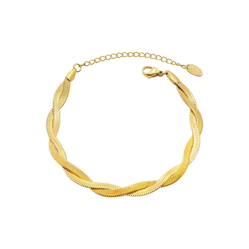 Cross Wound Personality Design Bright Necklace Bracelet Plated 18 Gold Collar Hand Ornaments