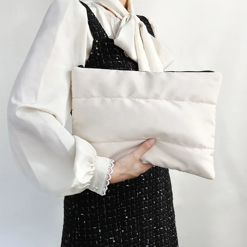 Wholesale Puffy Cosmetic Bags Fashion Travel Soft Plain Padded Nylon Pouch Quilted Light Weight Puffer Zipper Makeup Bag Oem