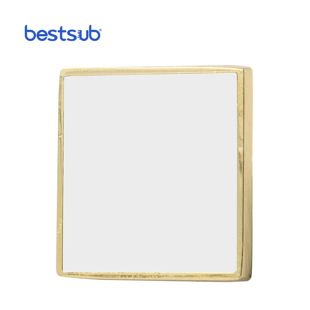 Bestsub Customization Logo Hot Selling Polished Sublimation Blanks Zinc Alloy 25x25mm Square Gold Holiday Christmas Gift Metal