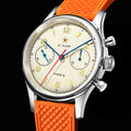 SEAKOSS Men's 38mm 1963 Chronograph Watch High Quality FKM Silicone Strap Seagull ST1901 Movement Sapphire Aviation Wristwatch