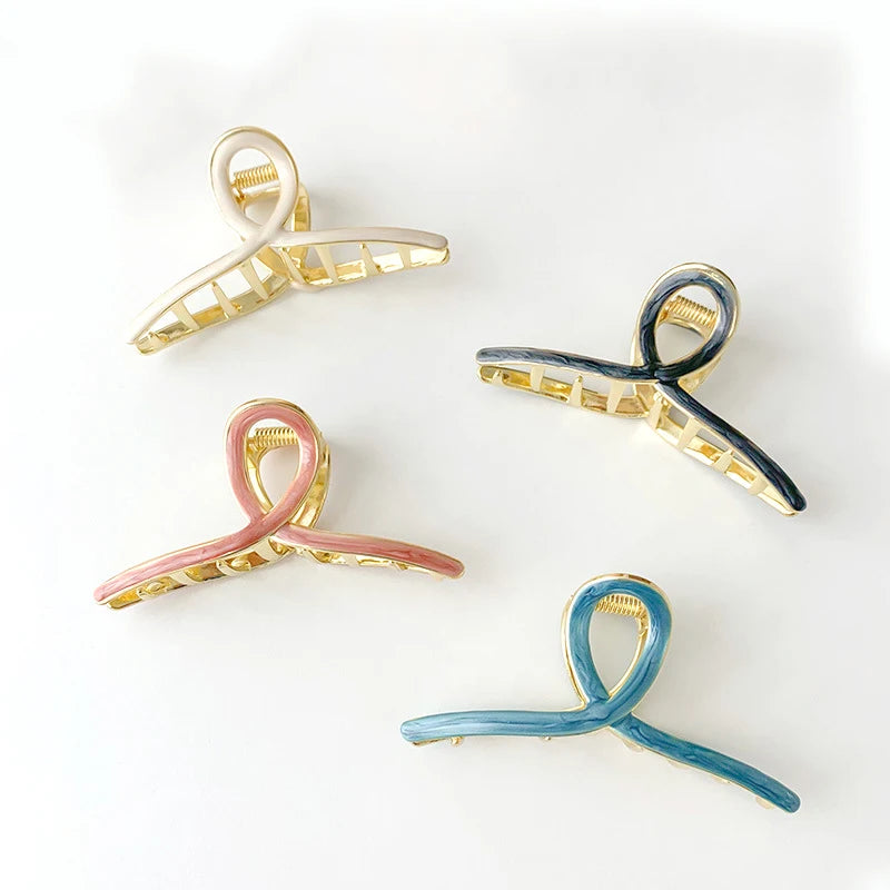 7.5 CM Ins New Arrival Woman Geometric Simplicity Hair Claw Candy Color Hollow Alloy Hair Accessories