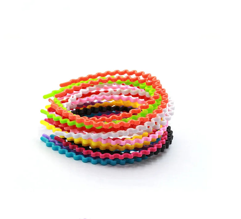 Hot Sale Nice Price Colorful Hair Head Bands Satin Plastic Glitter Sparkle Wavy Head Band