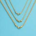 Tarnish Free Waterproof Fashion Jewelry 18K Gold Plated Stainless Steel Twisted Rope Chain Necklace
