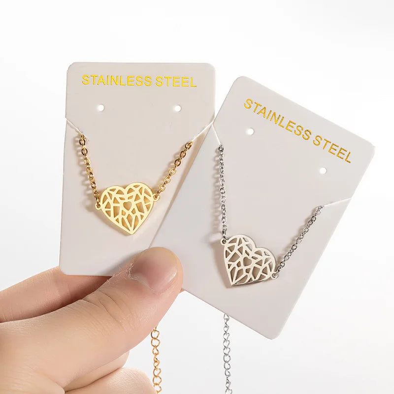 Fashion Non Tarnish Silver 18K Gold Plated Stainless Steel Charm Origami Heart Bracelet Jewelry for Women