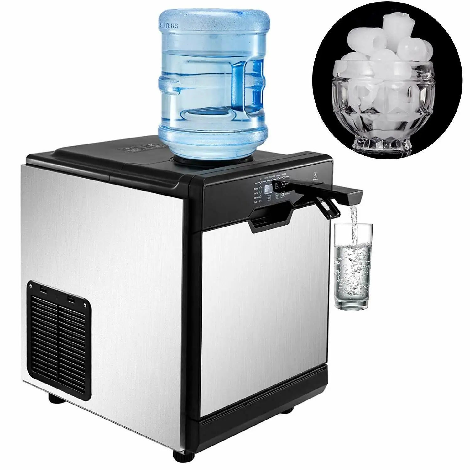 Commercial 35kg/24h Mini Ice Cube Maker with Water Dispenser 2-in-1 Electric Ice Maker for Household Outdoor and Hotel Use
