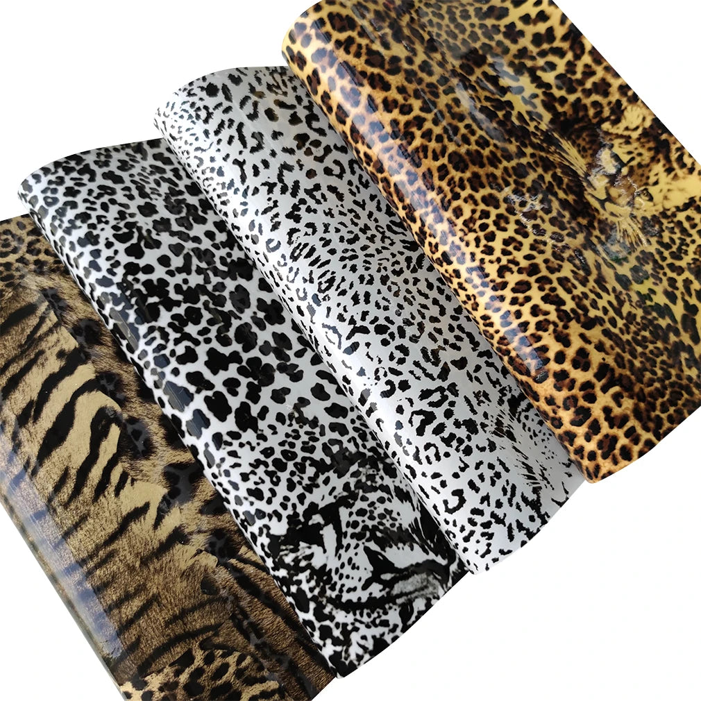 Vivid Animals' Skin Printed Glossy Smooth Mirror Reflective PU Faux Leather Fabric for Making Shoe/Bag/Decorative/Craft
