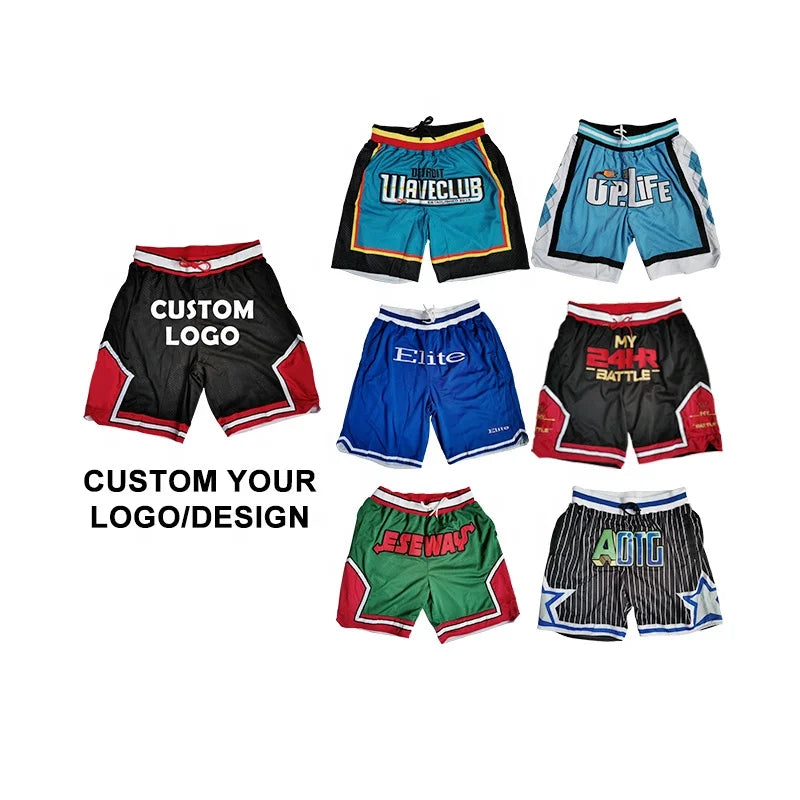 Wholesale Just Mens Don Throwback Basketball Shorts Hip Hop Magic Polyester Quick Dry Custom LOGO Embroidery Mesh Sports Wear