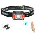 High Power 450 Lumen USB Rechargeable Sensor Headlamp White Red Lighting LED Induction Head Light for Bicycle Lithium Ion