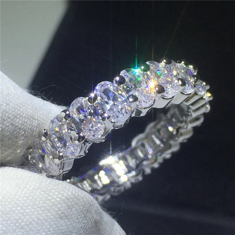 Wedding Jewelry Heart Shaped Zircon Rings Delicate Simple Design Geometric Full Pave Cubic Zirconia Crystal Rings