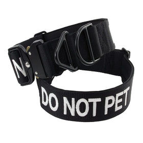 Wholesale Solid Pattern Heavy Duty Nylon Tactical Dog Collar Personalized with Alloy Ribbons for Large Breeds