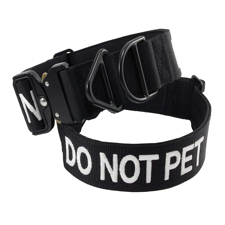 Wholesale Solid Pattern Heavy Duty Nylon Tactical Dog Collar Personalized with Alloy Ribbons for Large Breeds