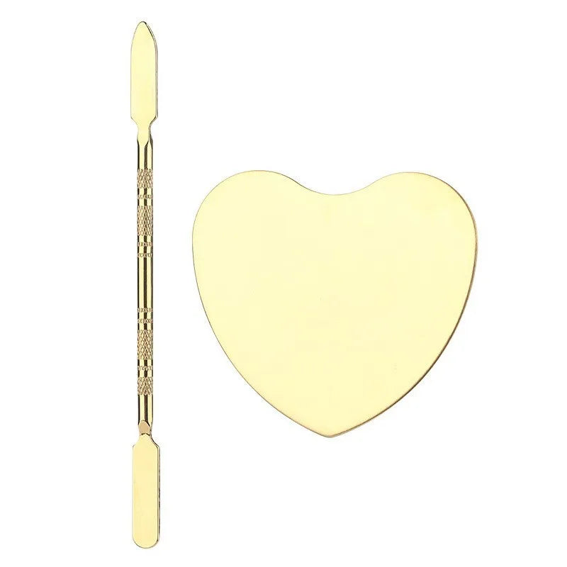 Stainless Steel Silver Heart Shape 4.2x3.2cm Hard Makeup Palette Spatula with Customized Logo