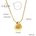 Ason Fine Fashion Jewelry High Polished Vintage Dainty Stainless Steel 18k Gold Plated Cute Shell Pendant Necklaces for Women