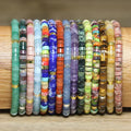 Dainty 2 X 4 mm Imperial Jasper Beaded Bracelet for Women Yoga Meditation Handmade Braided Adjustable Healing Stone Bracelet