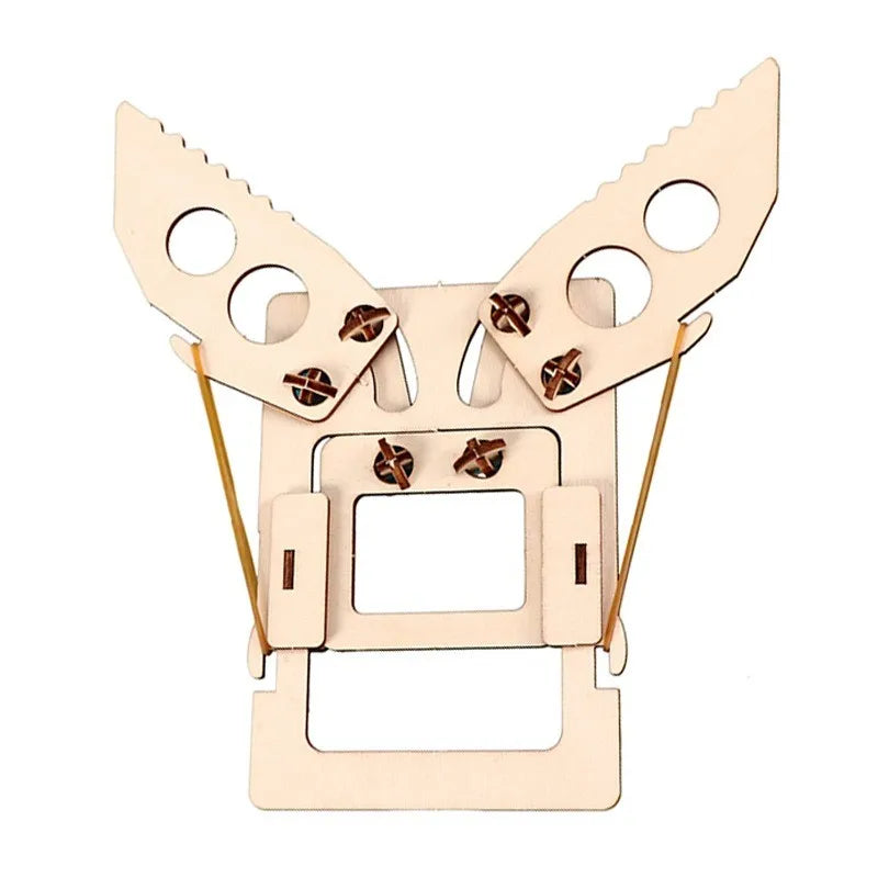 Creative Handmade Wooden Rubber Band Powered Robotic Arm Stem Toys Science Experiment